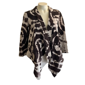 Rachael Roy Animal Print 100% length uneven hi low open front thin cardigan XXS